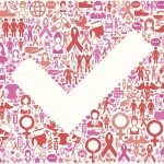 Check Mark on Breast Cancer Awareness Icon Pattern