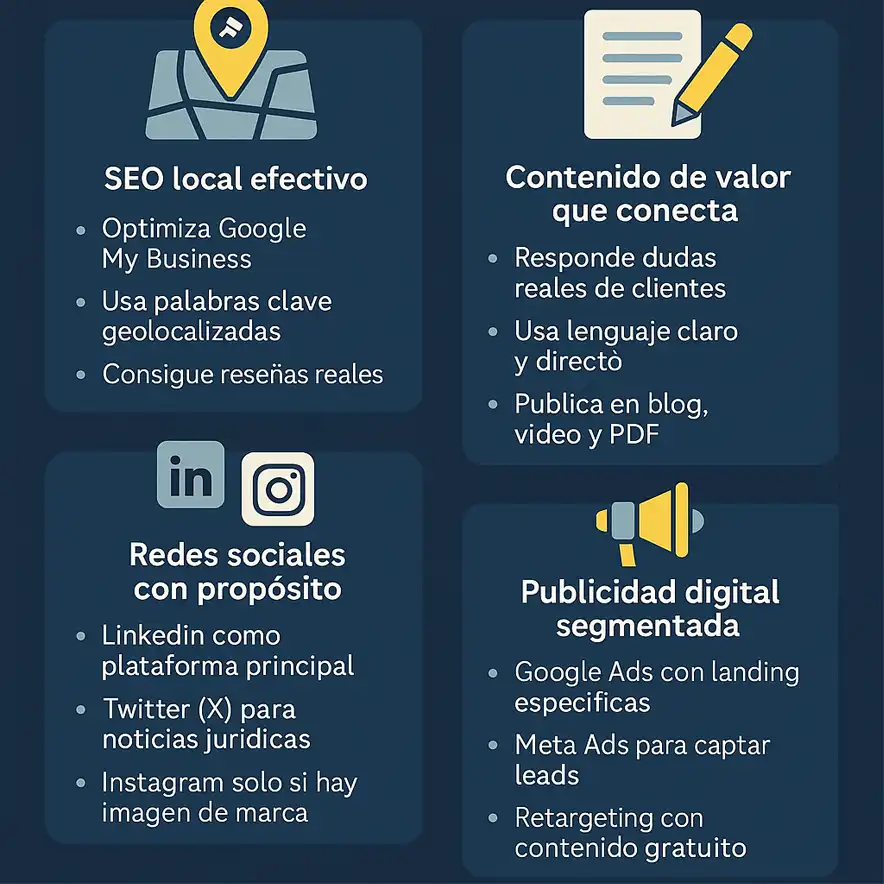 Cómo puedo conseguir clientes para mi despacho infografía