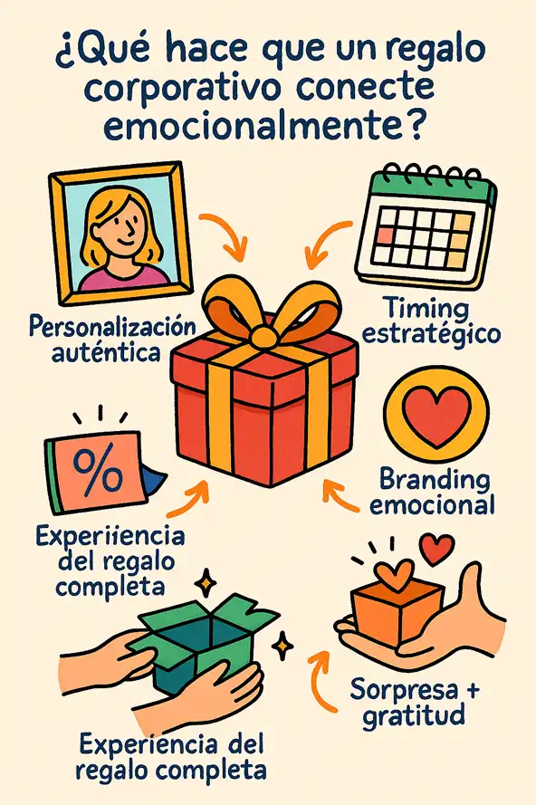 regalos corporativos que generan conexión emocional clientes infografía