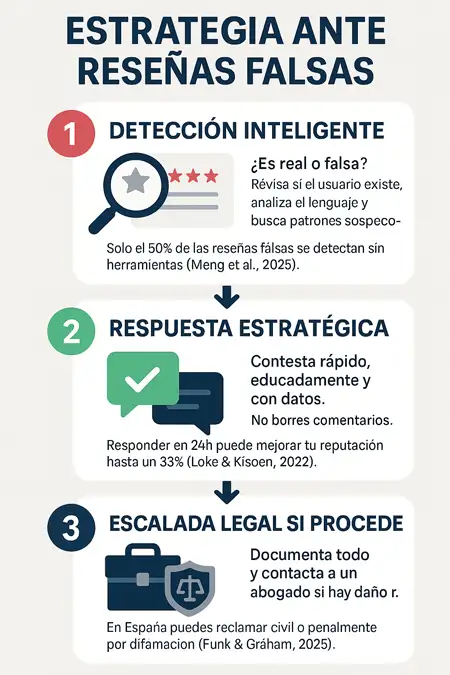 estrategias ante reseñas falsas infografía