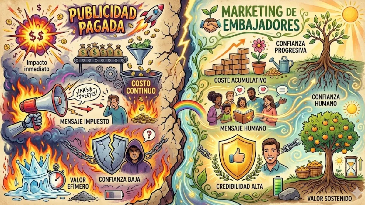 Ventajas del marketing de embajadores frente a la publicidad pagada infografía