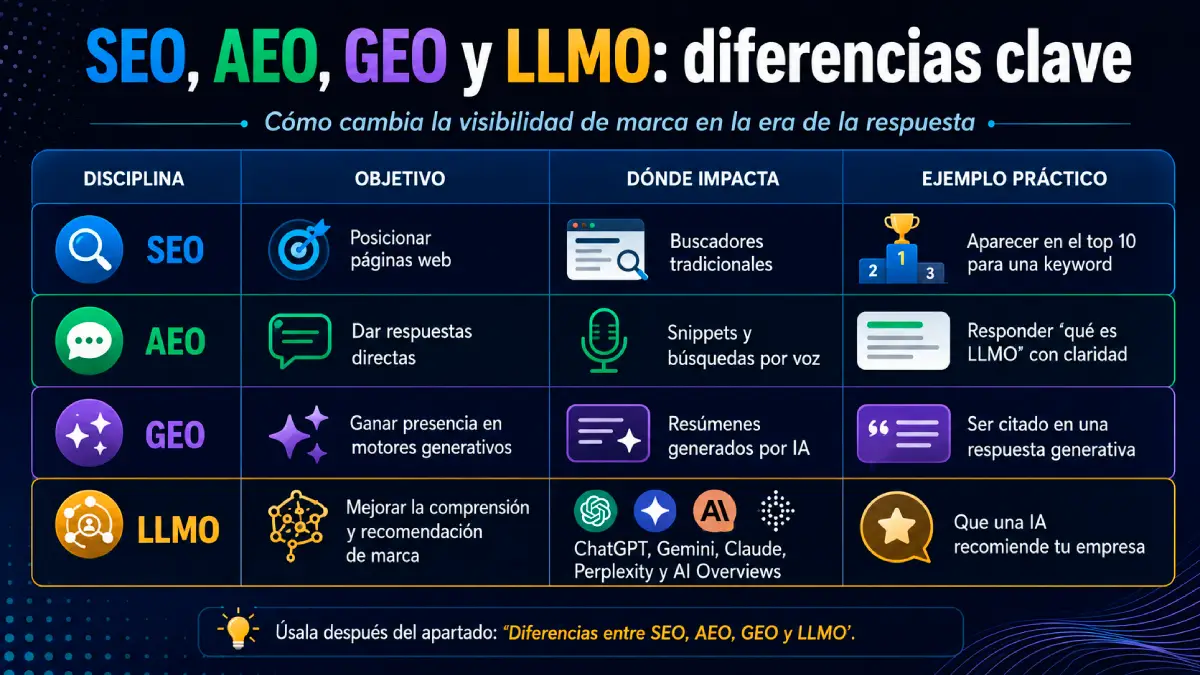 SEO, GEO y LLMO