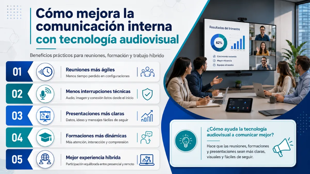 cómo mejora la comunicación interna con tecnología audivisual infografía