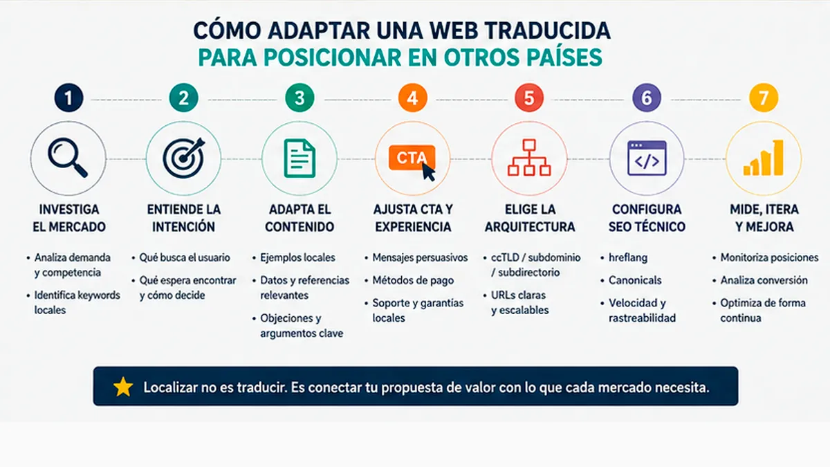 cómo adaptar una web traducida para posicionar en otros países infografías