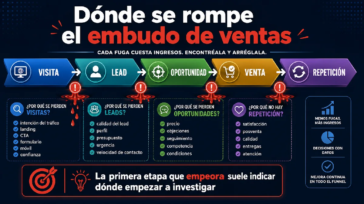 dónde se rompe el embudo de ventas infografía