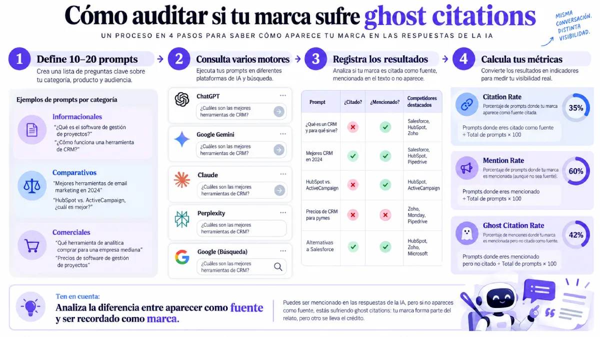 cómo auditar si tu marca sufre ghost citations infografía